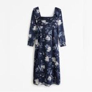 Abercrombie & Fitch Navy Floral Long Sleeve Dress